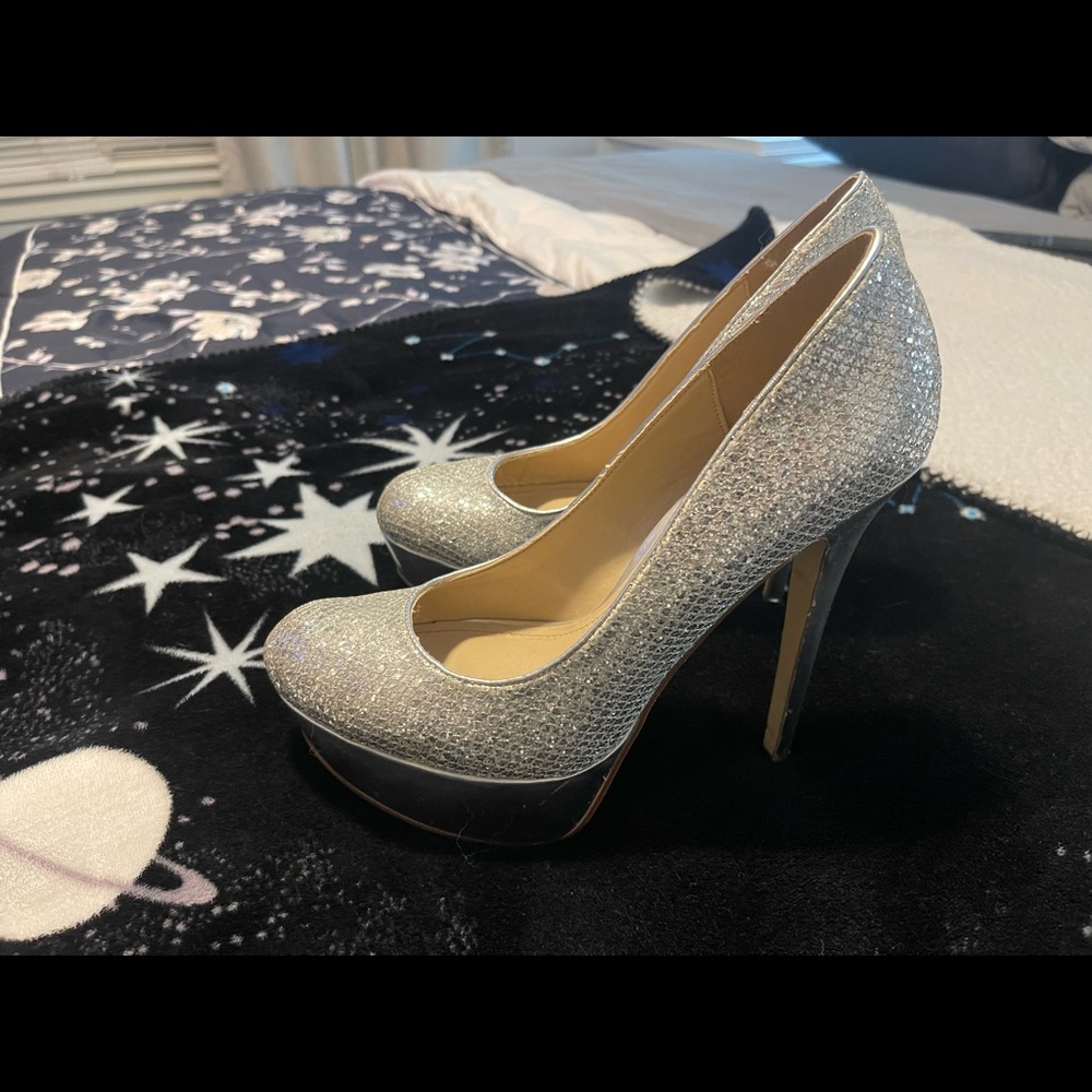 Silver heels from Aldo Size 8